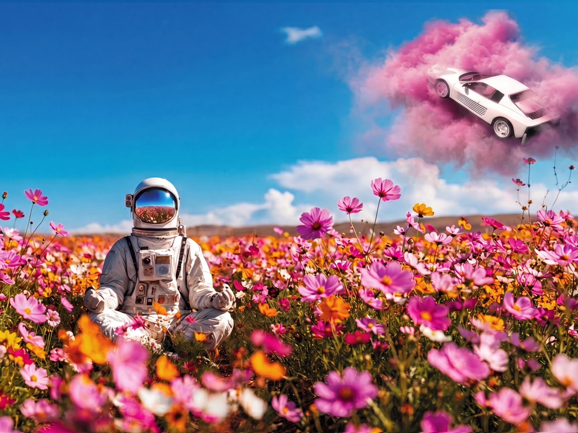 Ambition Astronaut und fliegendes Auto
