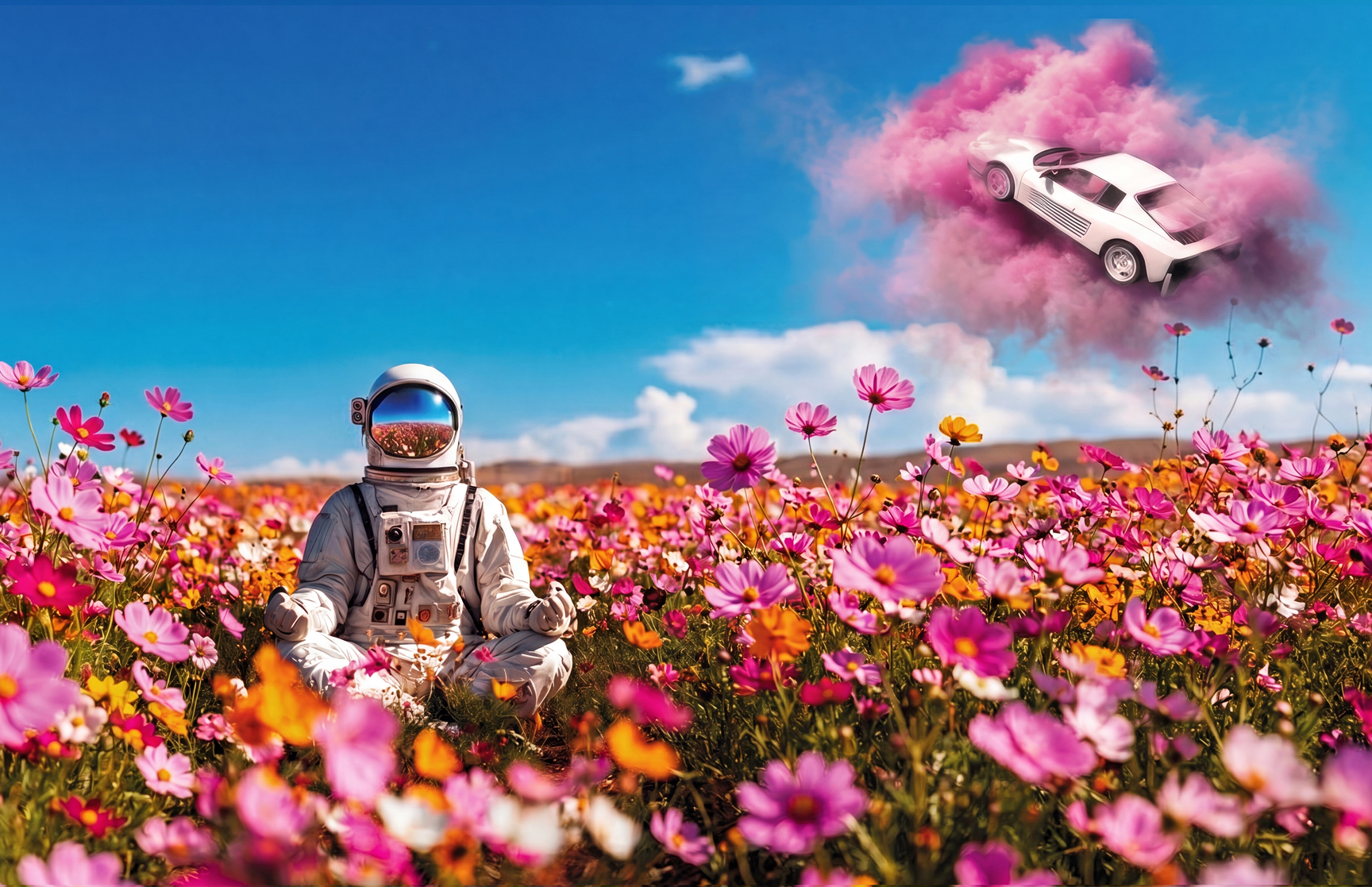 Ambition Astronaut und fliegendes Auto
