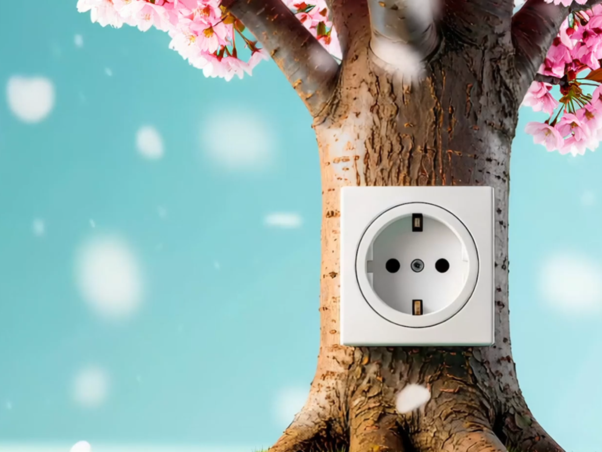 SAVIN Baum Rosa Blätterm Strom KI generiertes Bild